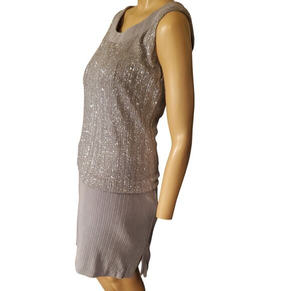 Alex Evenings 2 Piece Gray and Silver Mother of the Bride Dress Formal w Jacket - Picture 4 of 7